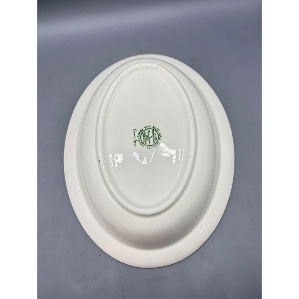Hall Superior Quality Cameo Rose Oval Serving Bowl Vintage Mary Dunbar 10‎ Inch